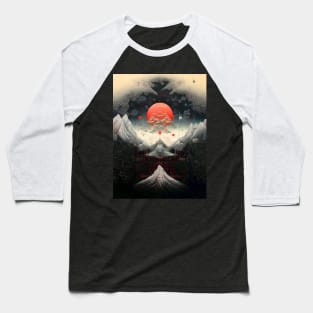 Japanese Geometry: Celestial Landscape on a Dark Background Baseball T-Shirt